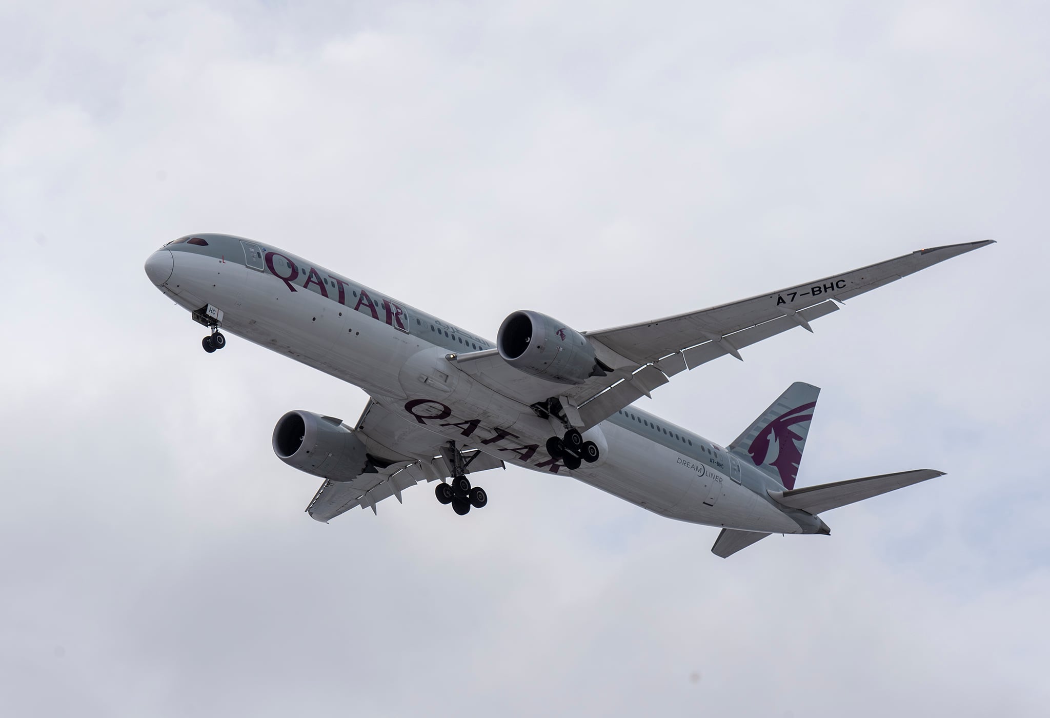 31-01-2026. Landing Bane 12. Qatar Airways - Boeing 787-9 Dreamliner. A7-BHC.